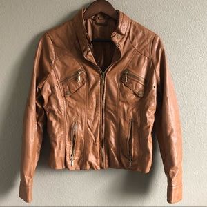 Light Brown Faux Leather Jacket